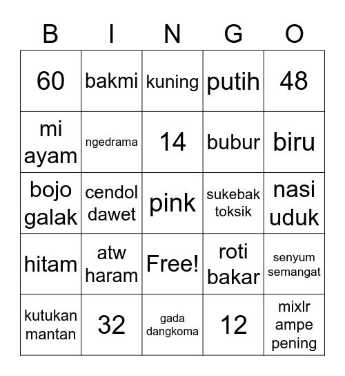 nawaitu bingo Card