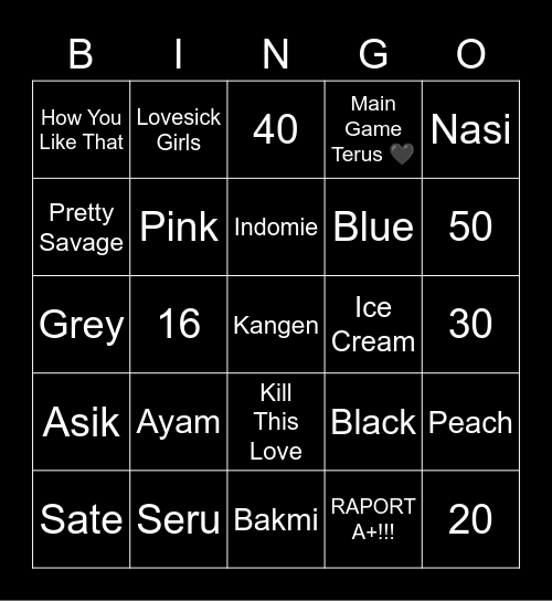 Nini's Bingo Card