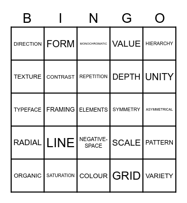 DESIGN Bingo Card