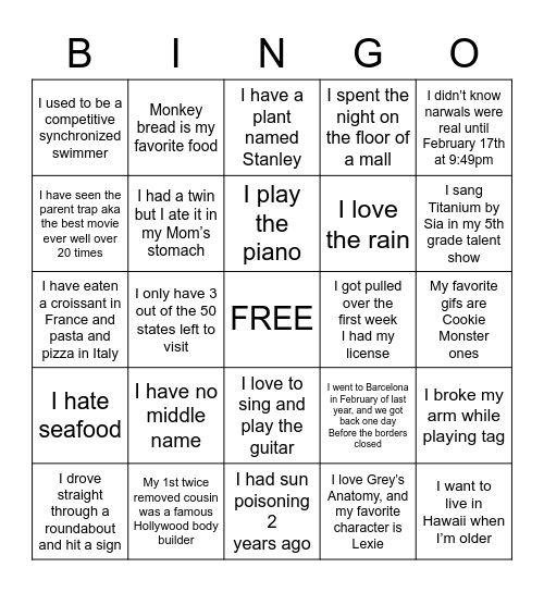 BIRTHDAY BINGO Card