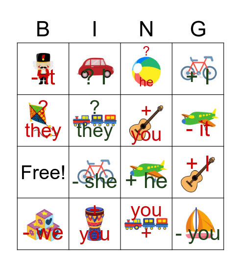 U3 L4 Toys Revision Have got/ has got Bingo Card