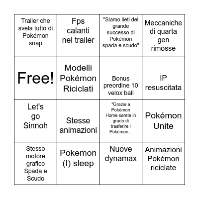 Pokemon Presents 02/2021 Bingo Card