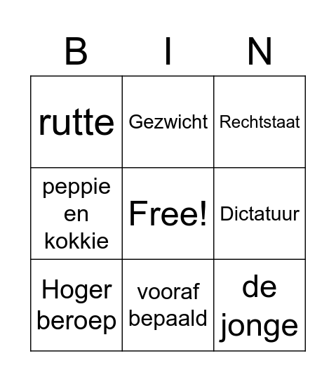 Willem engerd Bingo Card