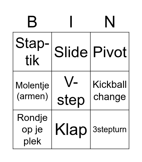 Dans bingo! Bingo Card