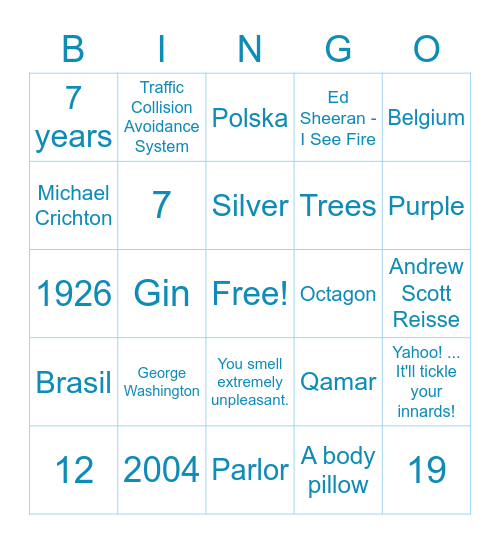 First Bingo Card