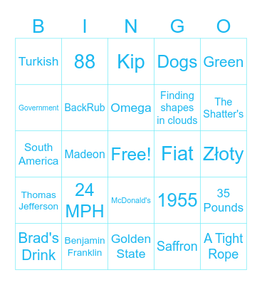 Second Bingo Card