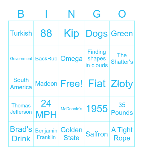 Second Bingo Card