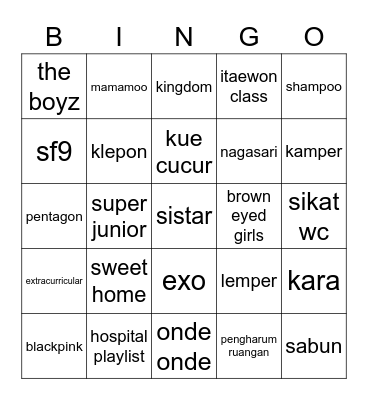 junghoon Bingo Card