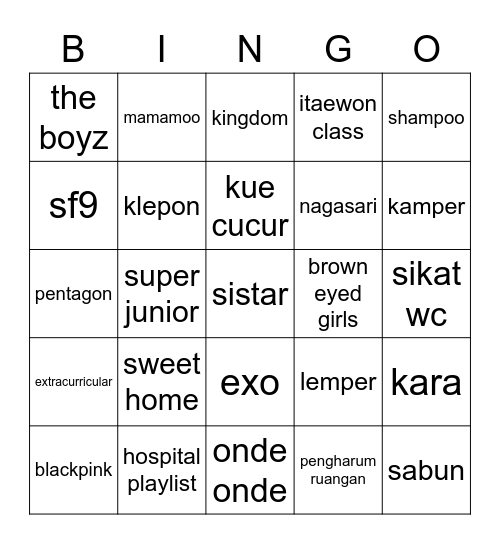 junghoon Bingo Card