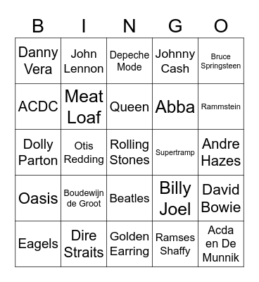 TOP 2000 <3 Bingo Card