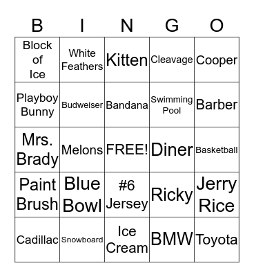 Superbowl Bingo Card