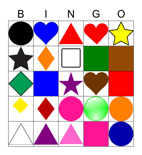 Shapes and Colours Bingo Card