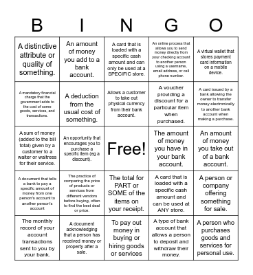 NGPF Consumer Skills - Middle School Bingo Card