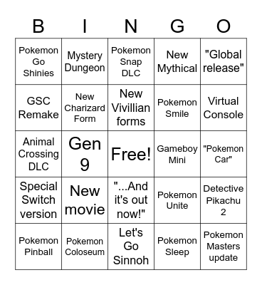 Pokemon Direct! (26FEB21) Bingo Card