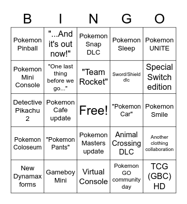 Pokemon Direct! (26FEB21) Bingo Card