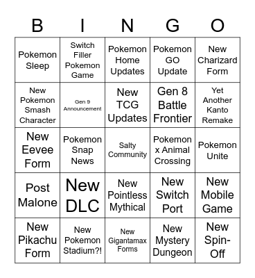 Pokemon 25 Bingo Card