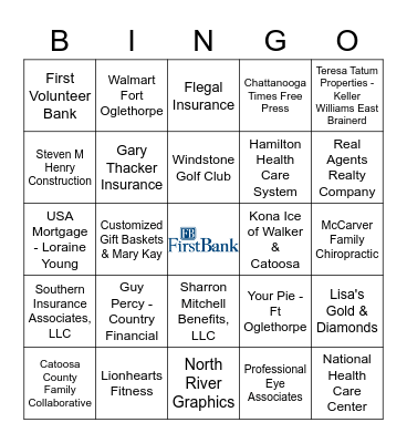 Celebrate Catoosa Gala Bingo Card