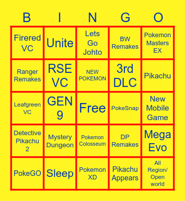 Pokemon Presents Bingo Card