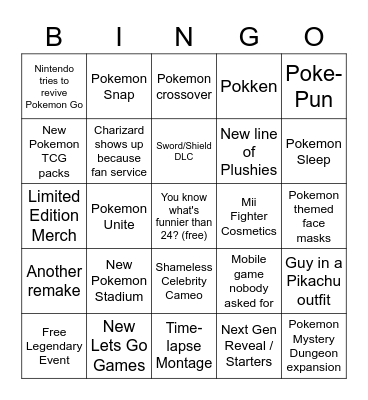 Pokemon 25 Bingo Card