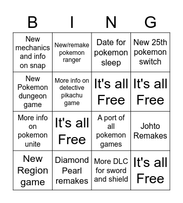 Pokemon Direct Bingo Card