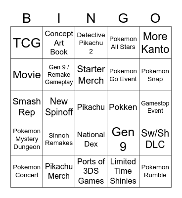 POKEMON Bingo Card