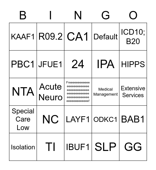 HIPPS Bingo Card