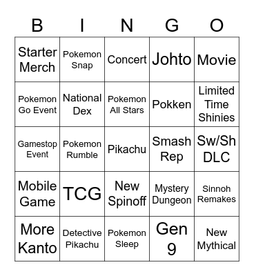 POKEMON WITH NEON Bingo Card