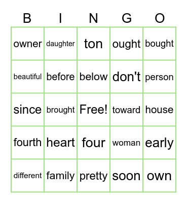 Wilson Book 5 HFW Bingo Card