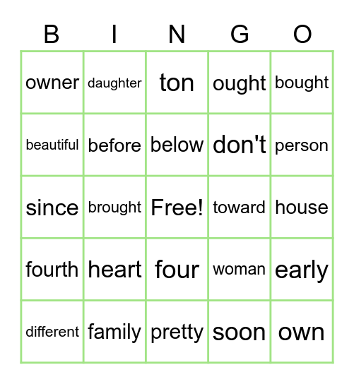 Wilson Book 5 HFW Bingo Card