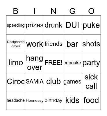 Samia Birthday Game Night  Bingo Card