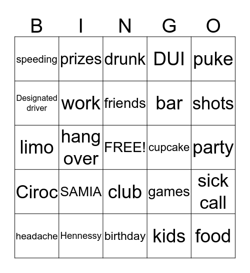 Samia Birthday Game Night  Bingo Card