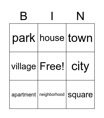 Where I live Bingo Card