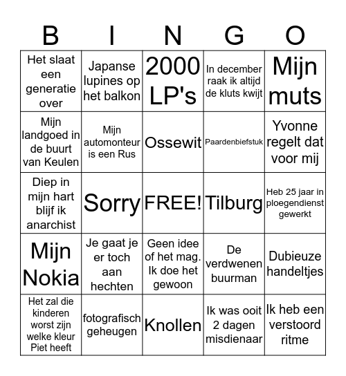 Piet_Piraat Bingo Card