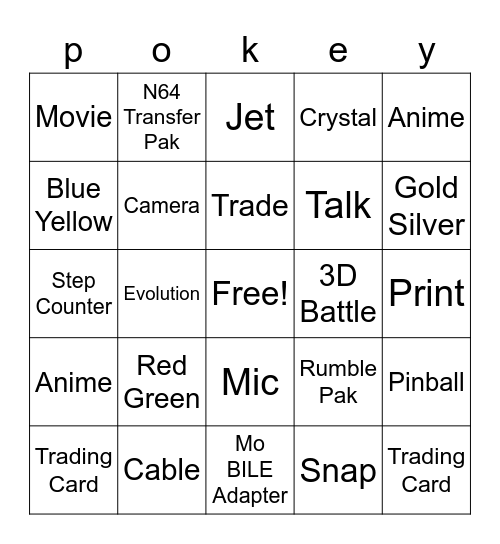 Pokemon 25 Bingo Card