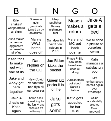 Will 2021 Do Us Dirty? Bingo Card