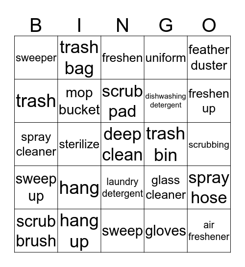 Housekeeping Bingo! Bingo Card