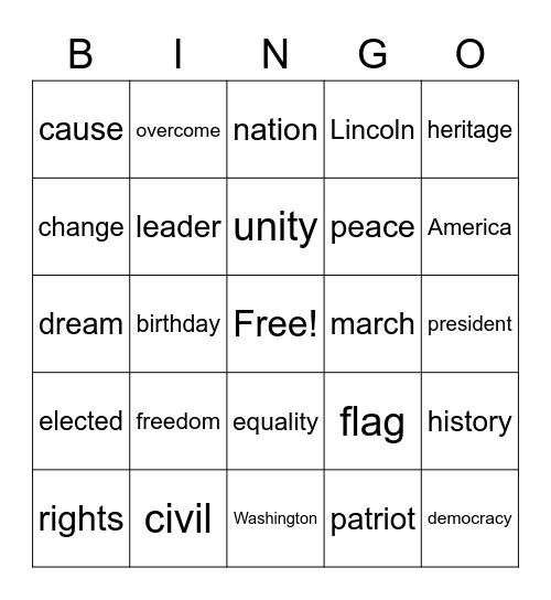 Spelling Bingo Card