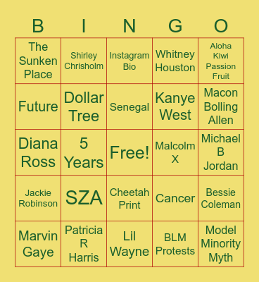 Black Bingo '21 Bingo Card