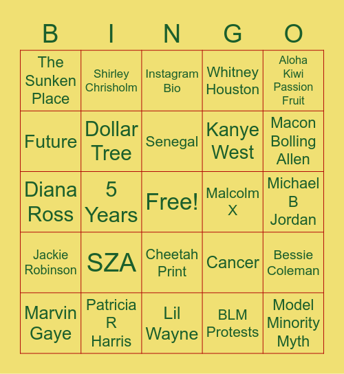 Black Bingo '21 Bingo Card