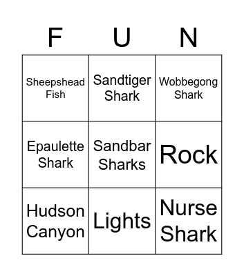 NYA Shark Bingo Card