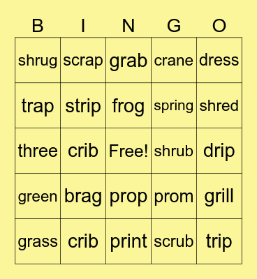 R blends Bingo Card