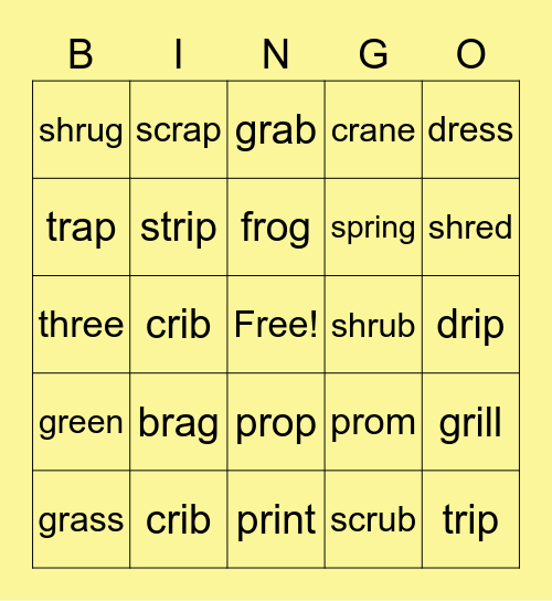 R blends Bingo Card