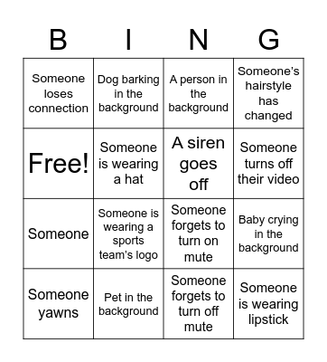 Staff Meeting Bingo Card