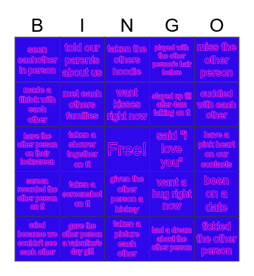 bebe <33 Bingo Card