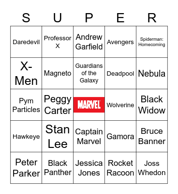 Marvel Bingo Trivia Bingo Card