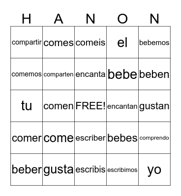Hamaradayev Spanish Bingo Card