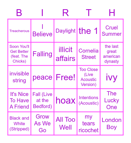 Rose's Birthday Bingo Bash Bonanza Bingo Card