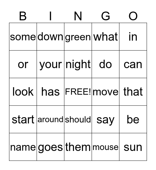 Sight Word Bingo  - Mid-Year Bingo Card