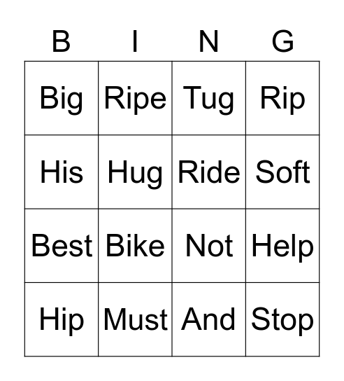 Lesson 19 Bingo Card