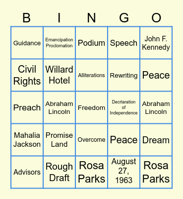 A Place to Land Bingo Card